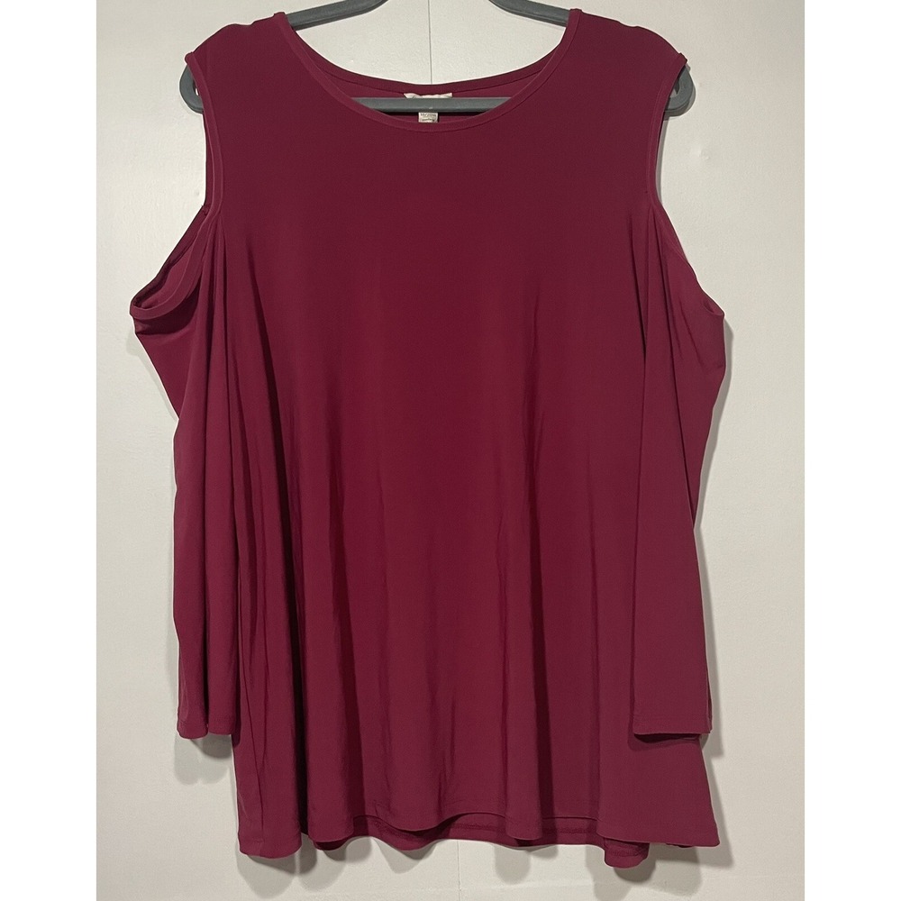 Cato Burgundy Cold Shoulder Top Plus Size 18/20W Tunic Blouse‎ Stylish Modern